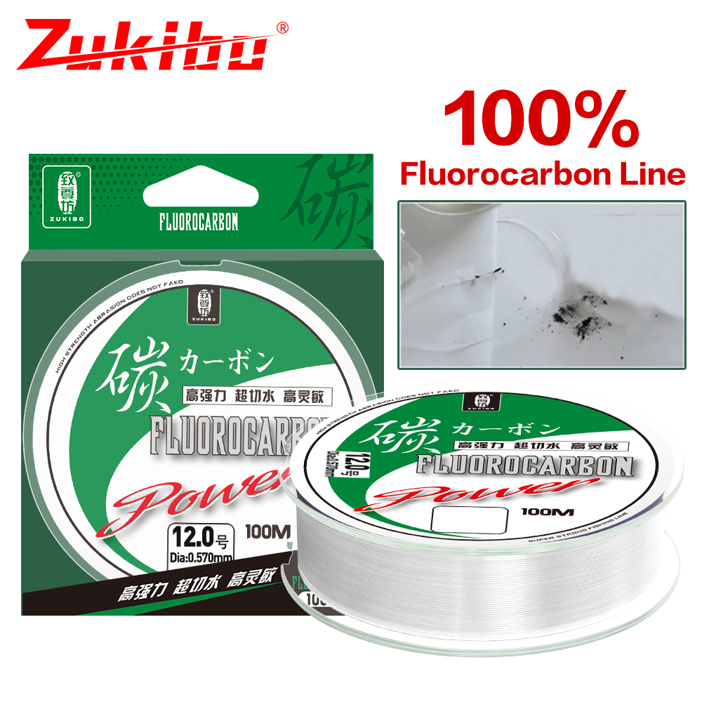 Fluorocarbon Line - Zukibo 50M 100M 100% Fluorkoolstofvislijn Supersterk