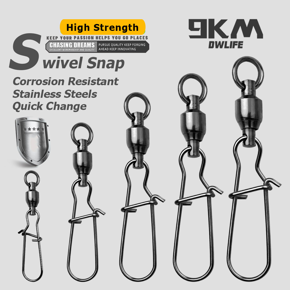 Saltwater Line - 9KM 10PCS Kogellager Swivel Snap Duo-lock