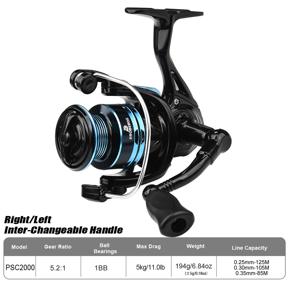 Ice Fishing Line - Metalen spinhengel 2000-serie Ultralicht compact formaat