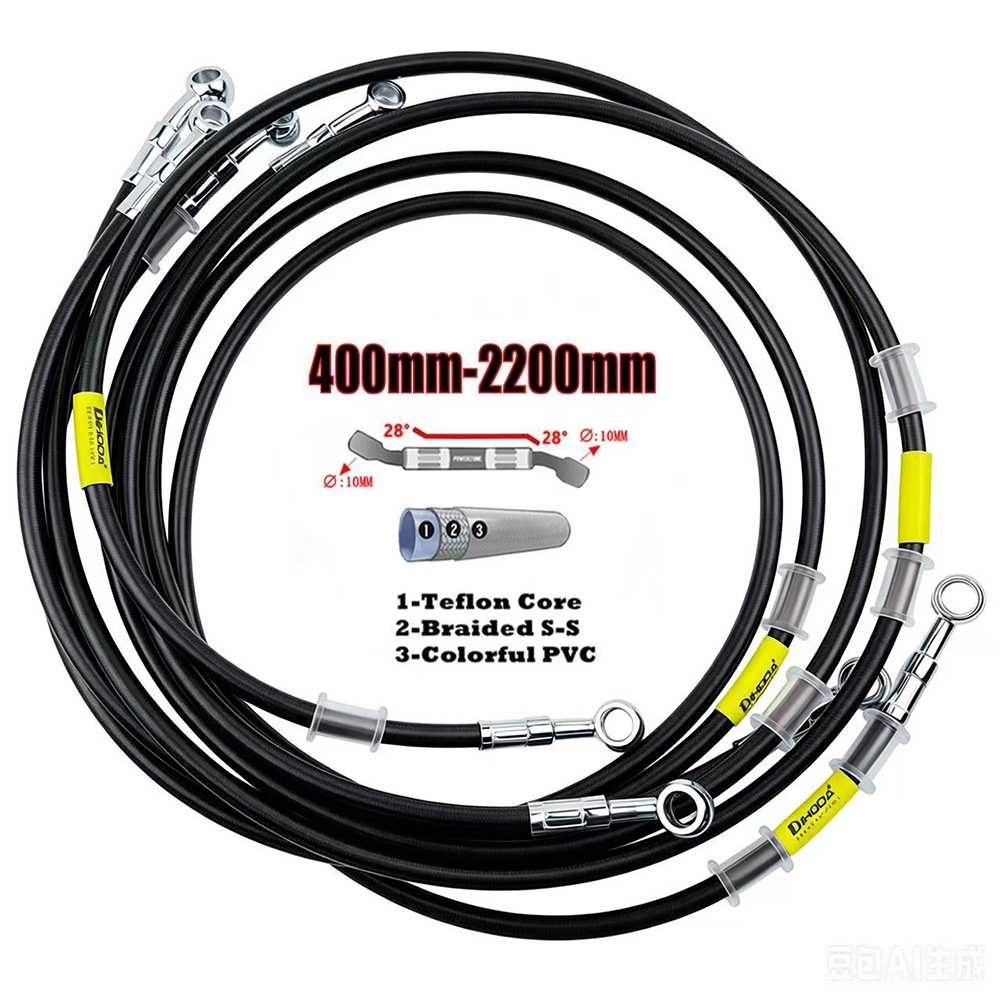 Braided Line - 400-2200mm Motorfiets Hydraulische Remslang Lijn Kabel