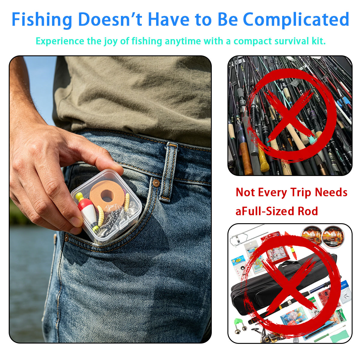 Fishing Line Box - Draagbare noodvisuitrusting, draagbare noodvisset voor buitengebruik