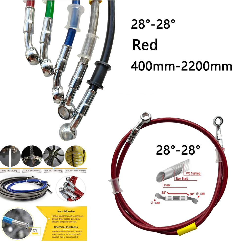 Braided Line - 28-28 Rode Universele Motorfiets Hydraulische Remleiding
